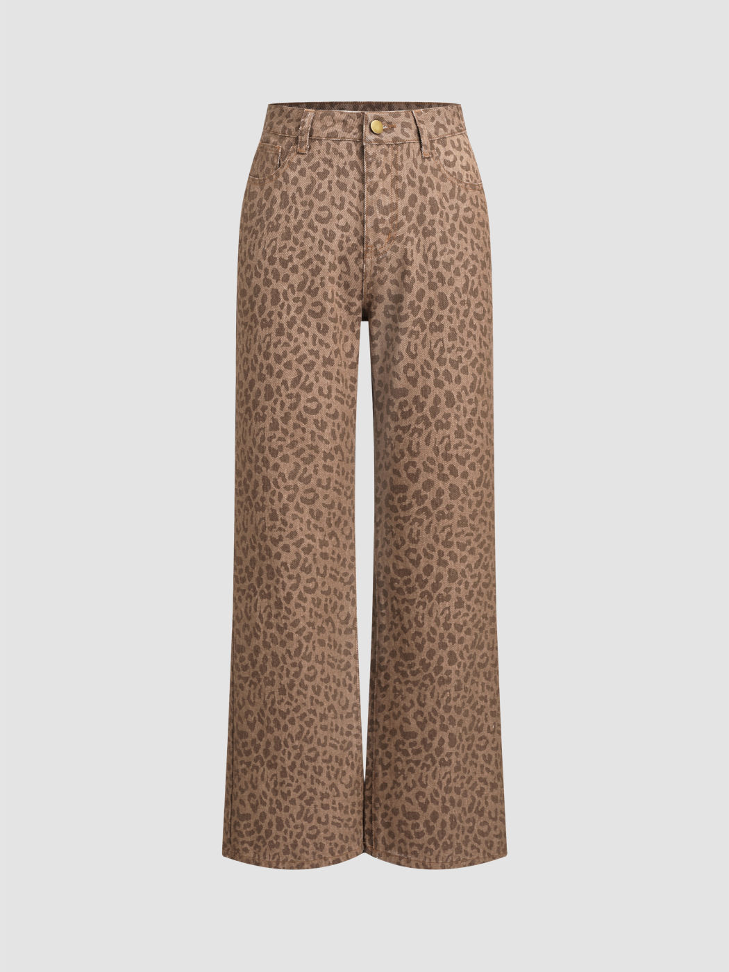 Denim Mid Waist Leopard Pocket Straight Leg Jeans