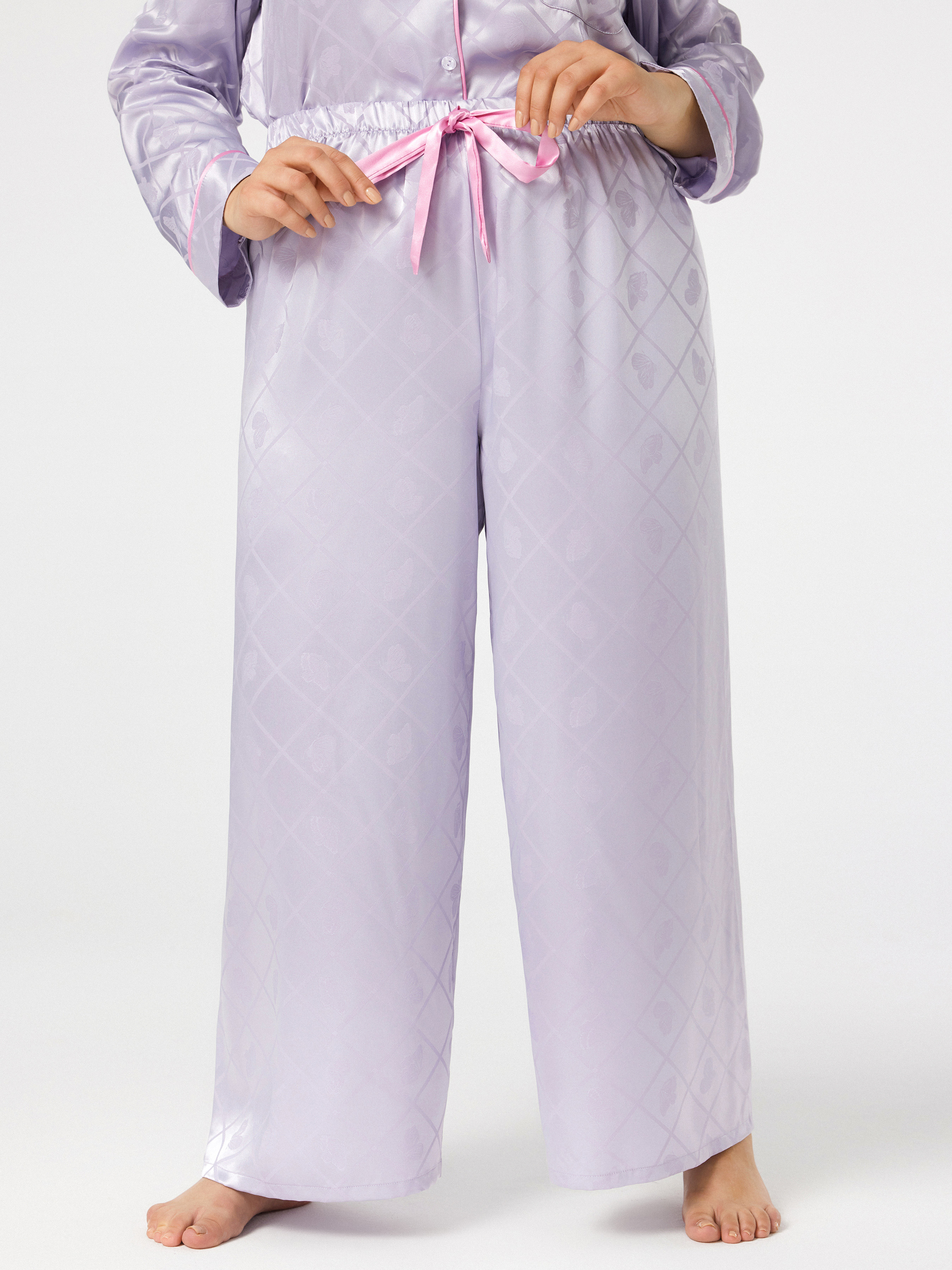 Woven Middle Waist Butterfly Pajama Trousers Curve Plus Cider