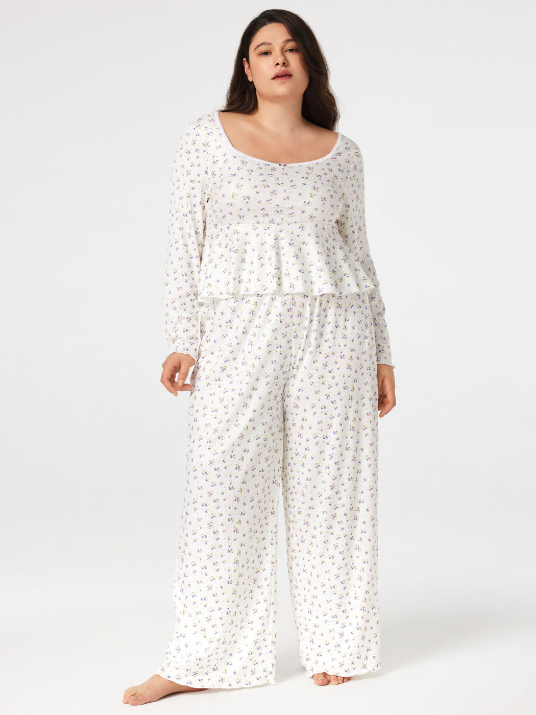  Hohe Taille Blumen Lounge Hosen Kurve & Plus