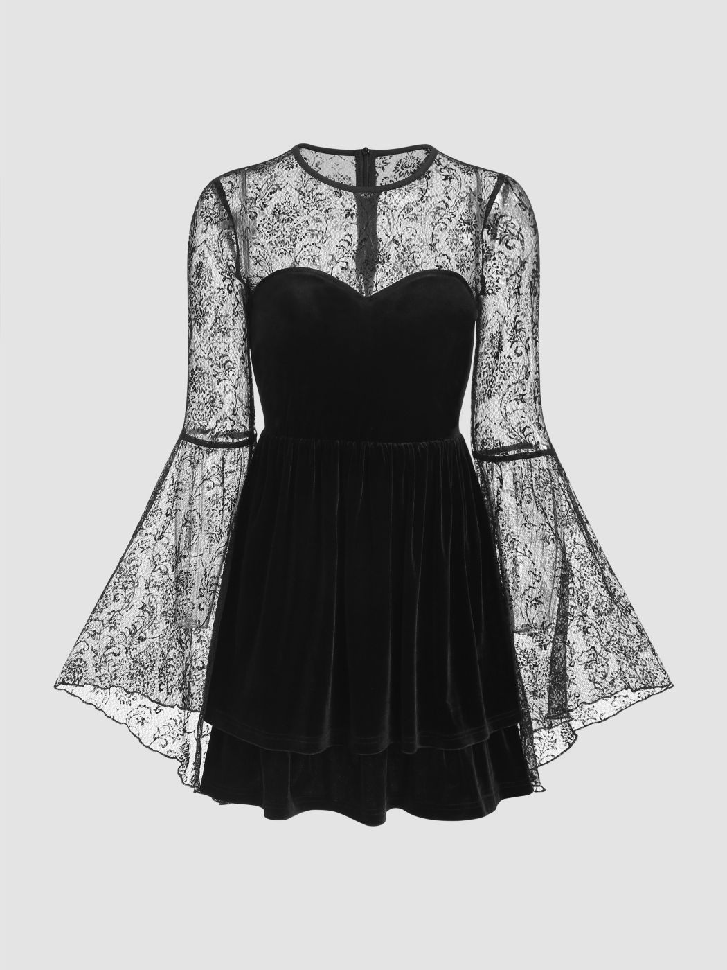 Velvet Round Neckline Paisley Midi Dress