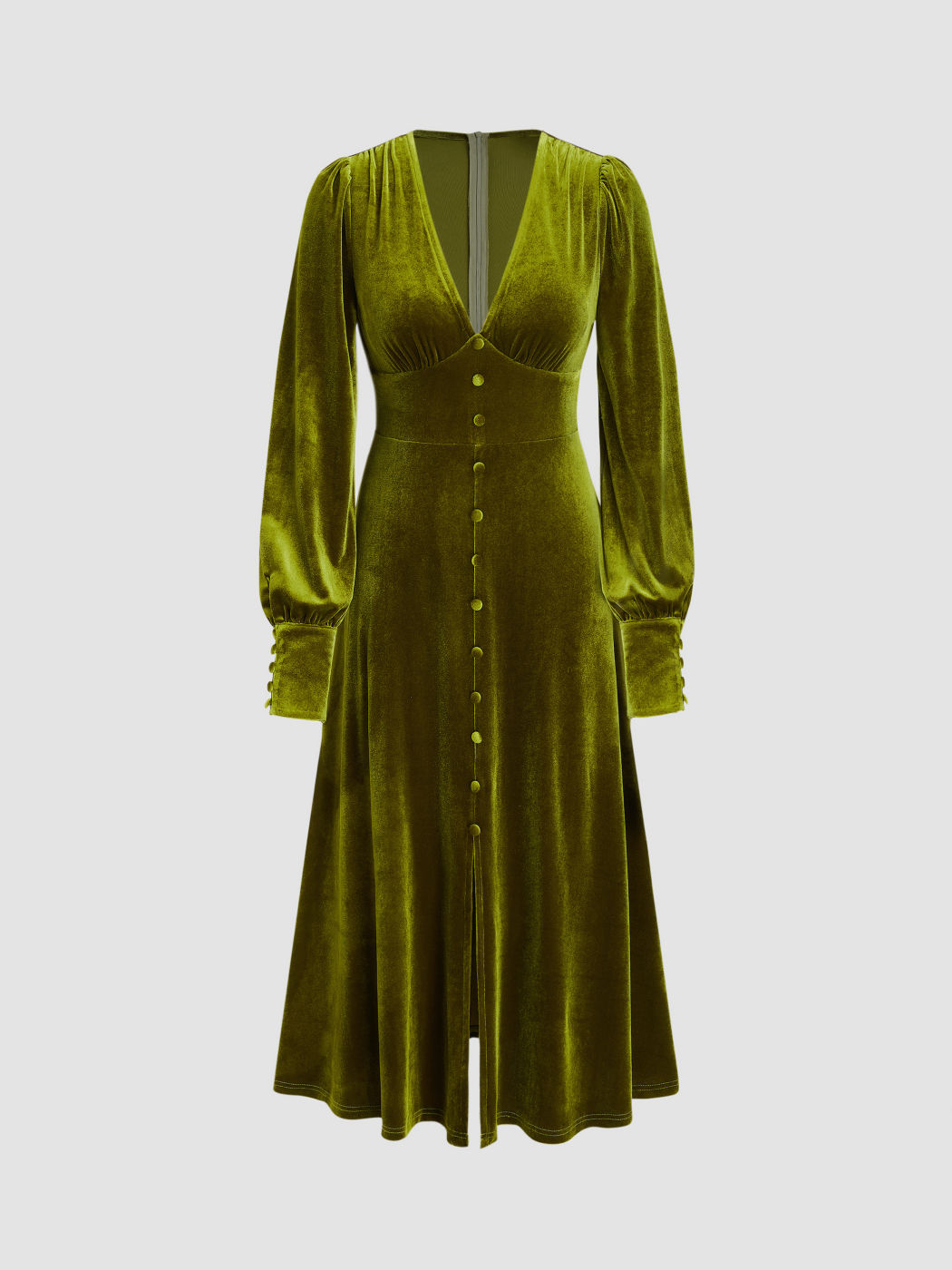 Maxi abito in velluto con bottoni spaccati