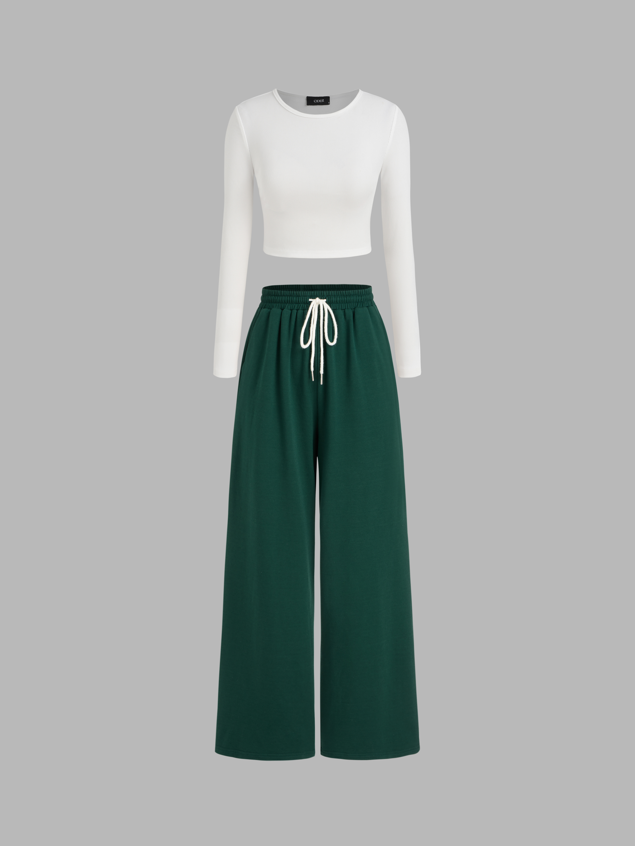 Dark Olive High Waist Long Wide Leg Trousers – Julia Allert