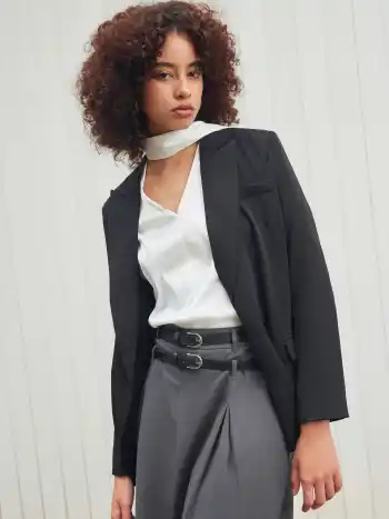 Notched Collar Pocket Blazer