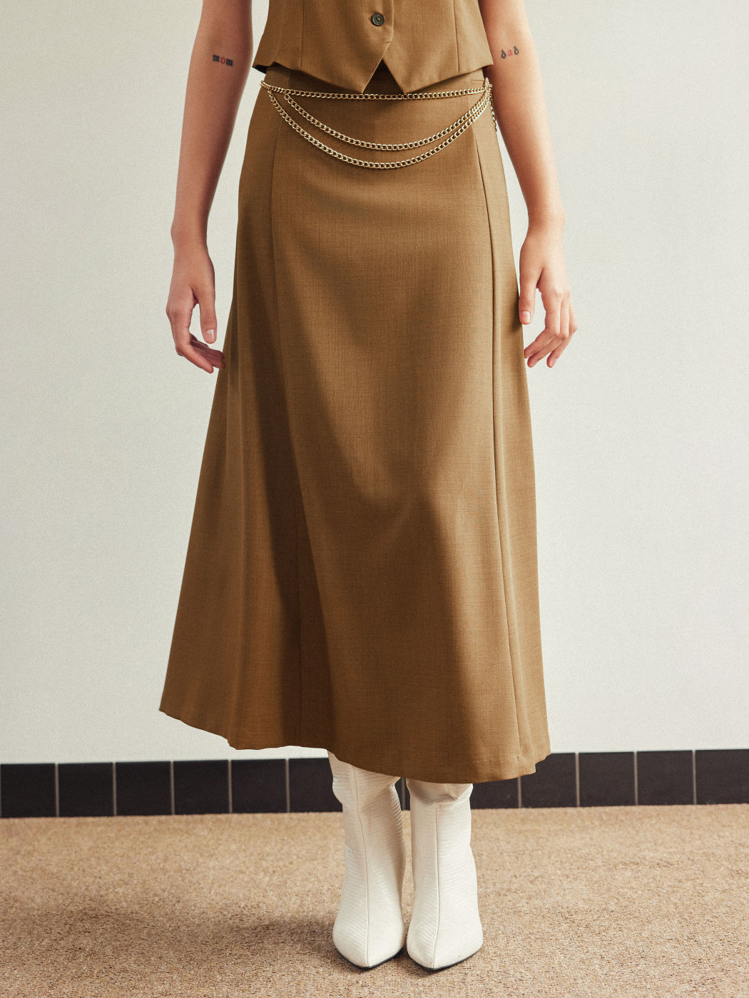  Hohe Taille Solid Maxirock