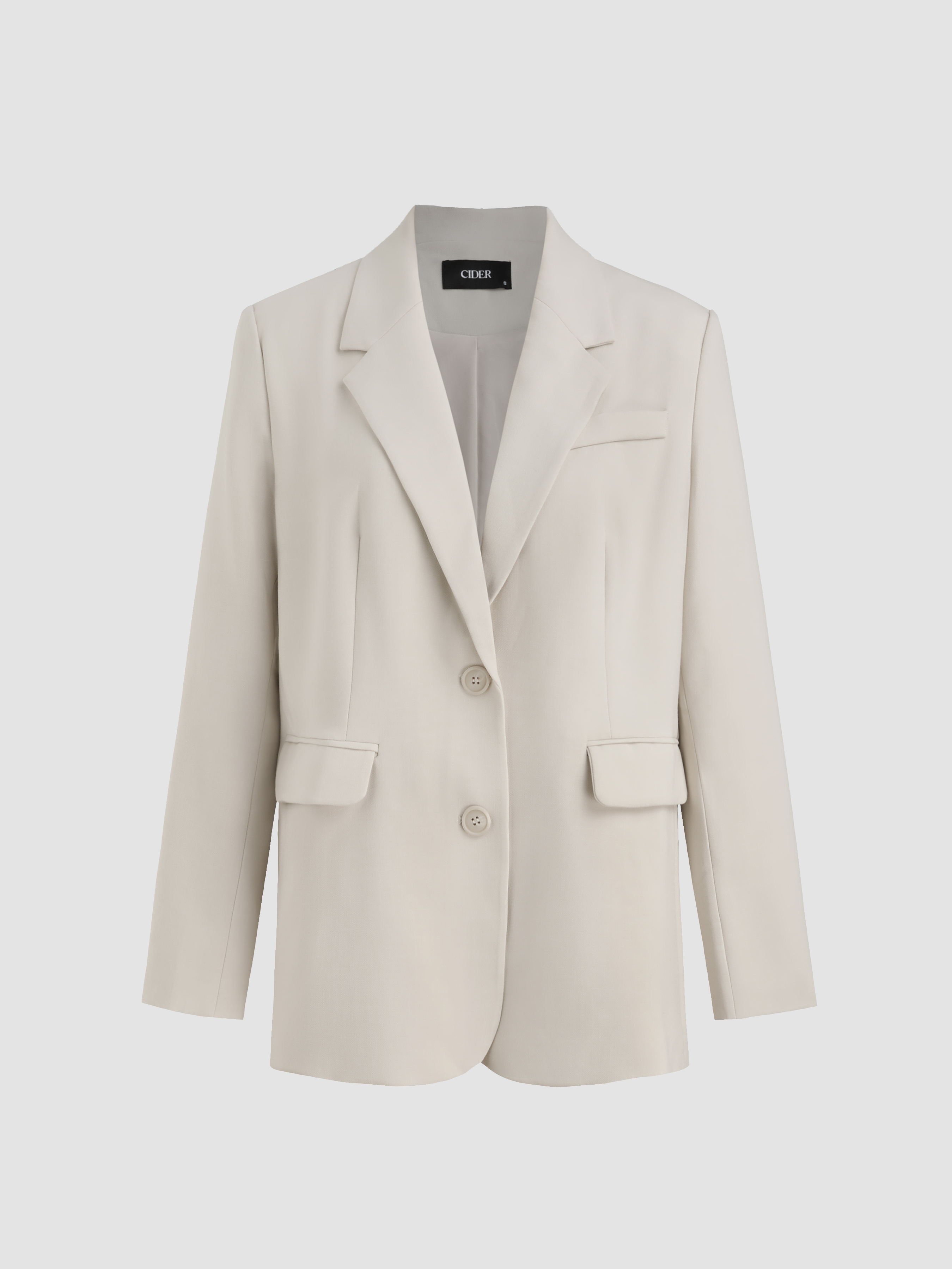 Woven Notched Collar Button Blazer For Daily Casual Work