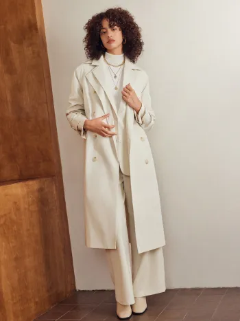 Kragen Einfarbiger Tasche Trenchcoat