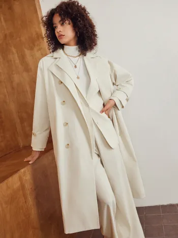 Kragen Einfarbiger Tasche Trenchcoat