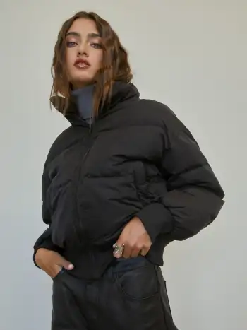 Zip Front Collared Puffer Jacket