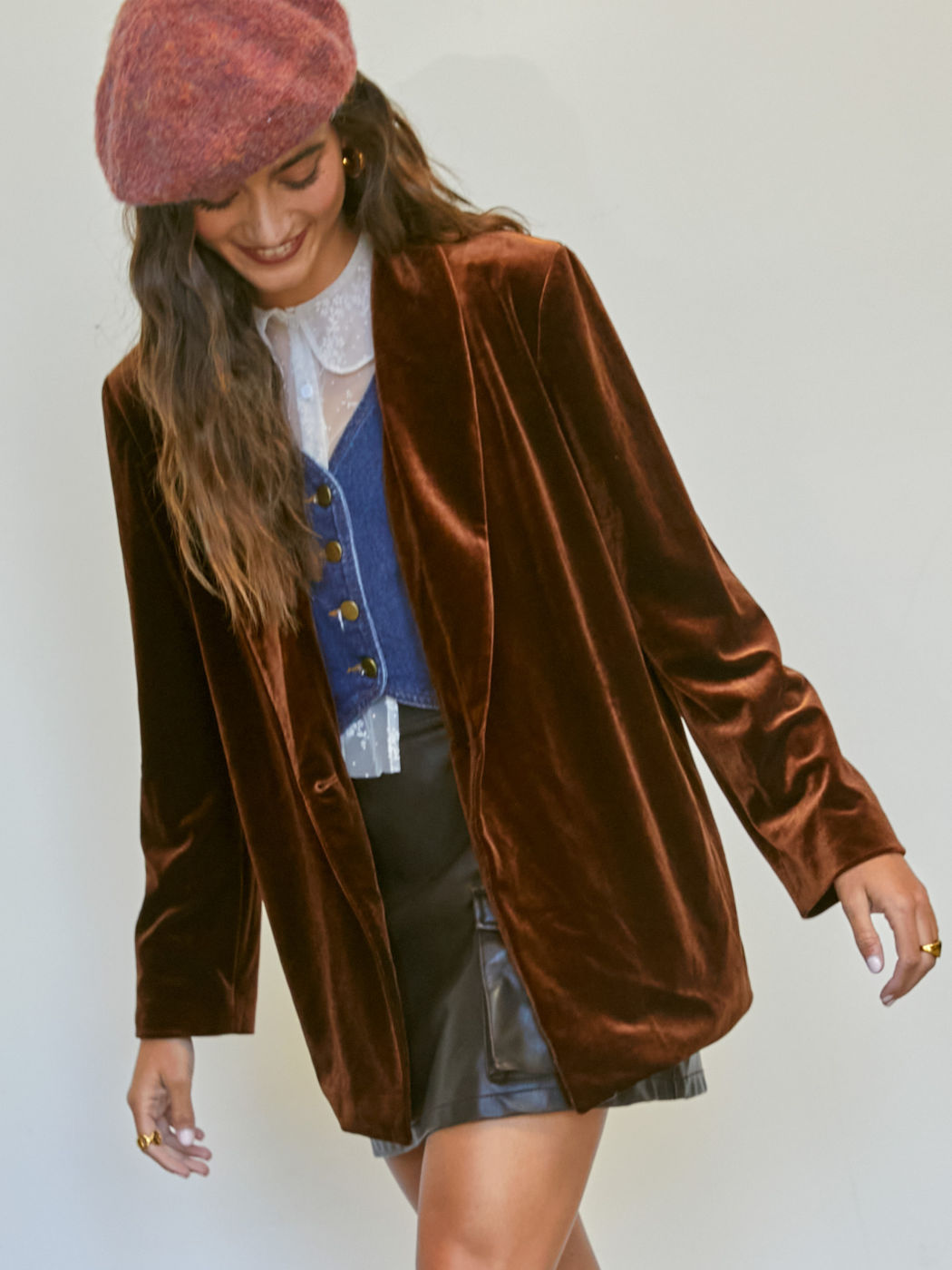 Velvet Blazer With Belt