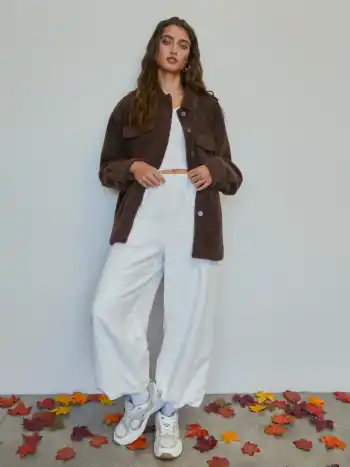 Teddy Fleece Shacket With Pockets