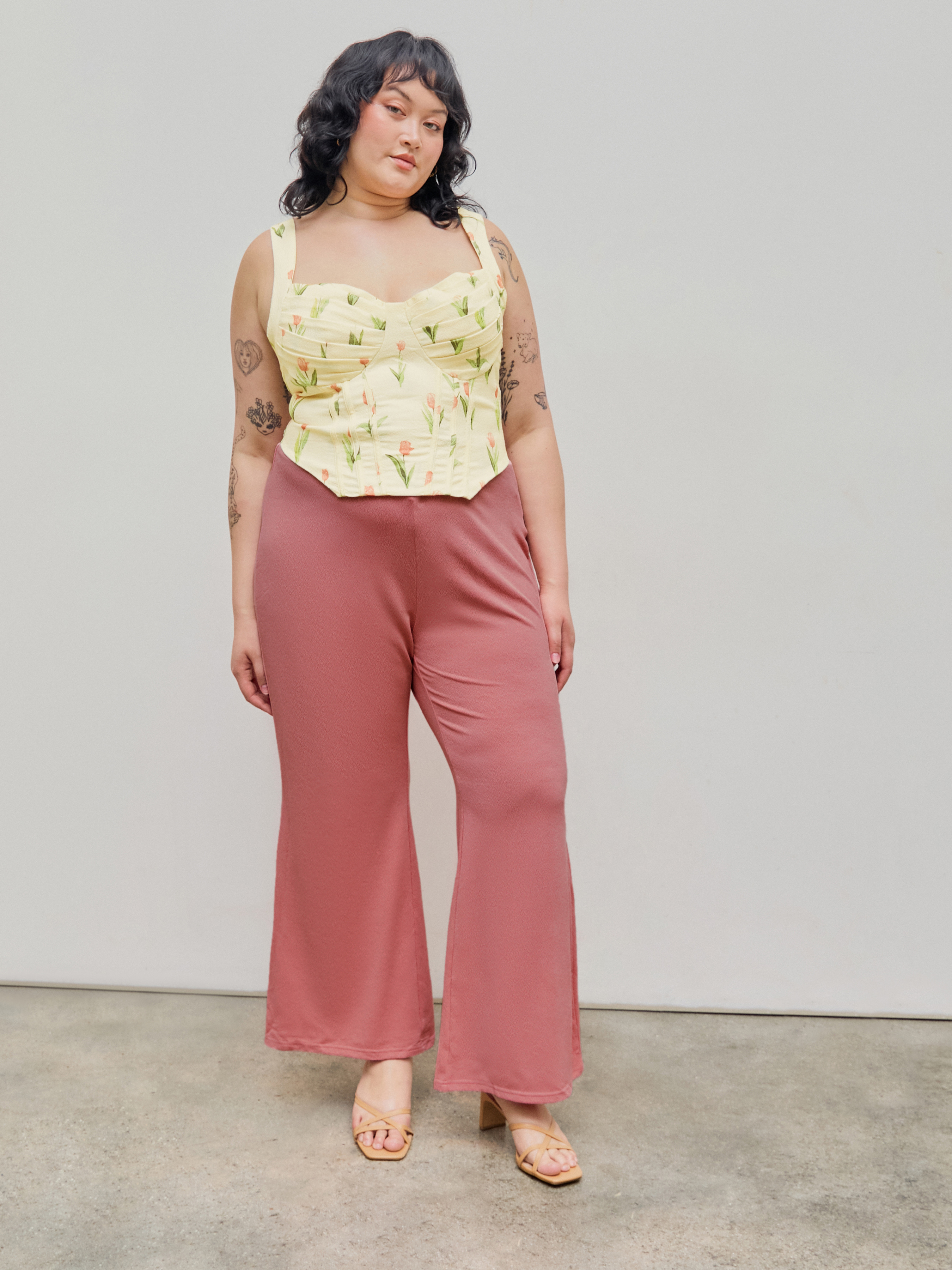 High Waist Solid Tapered Trousers Curve & Plus - Cider