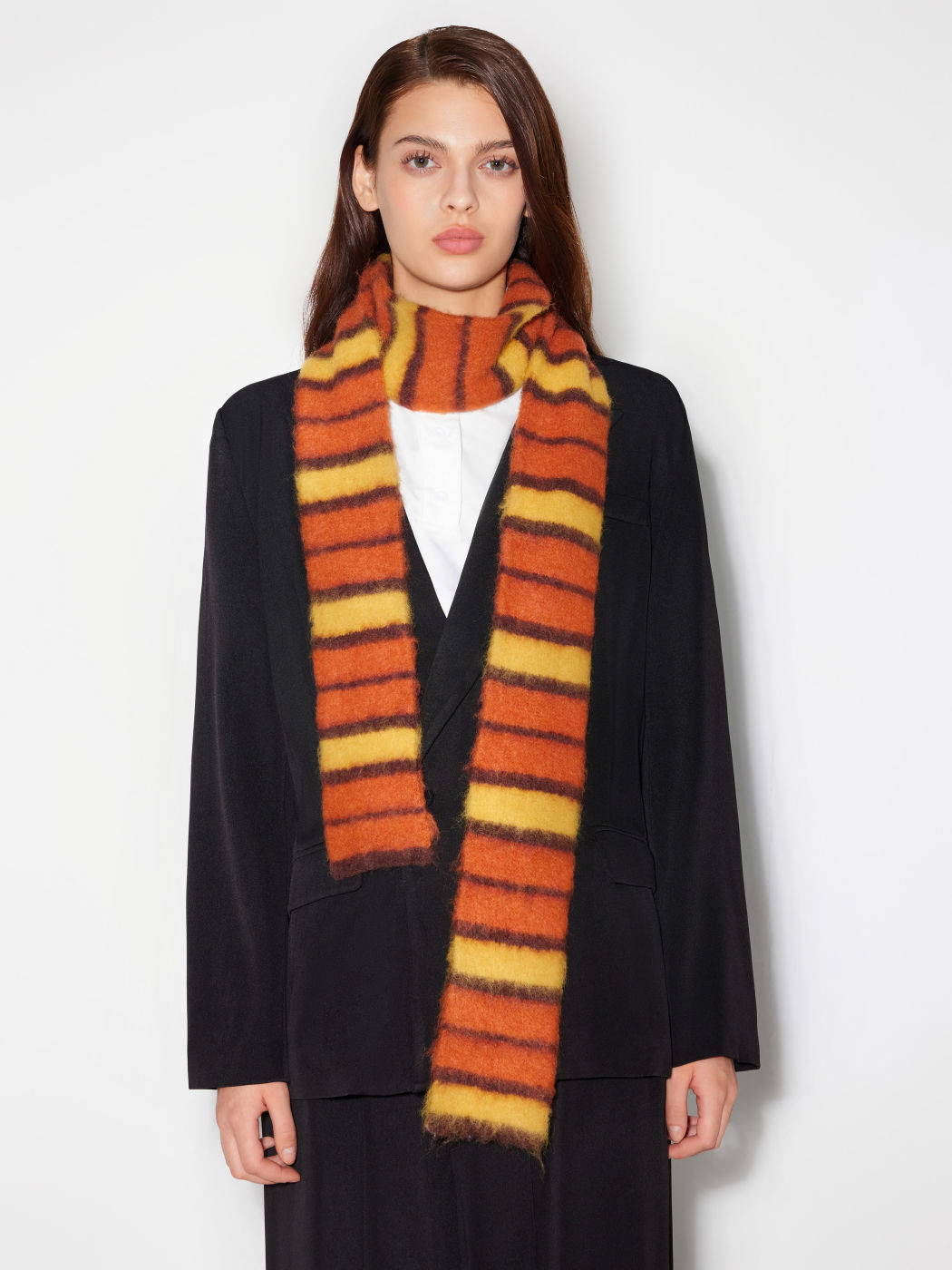 Wool-blend Striped Pattern Scarf