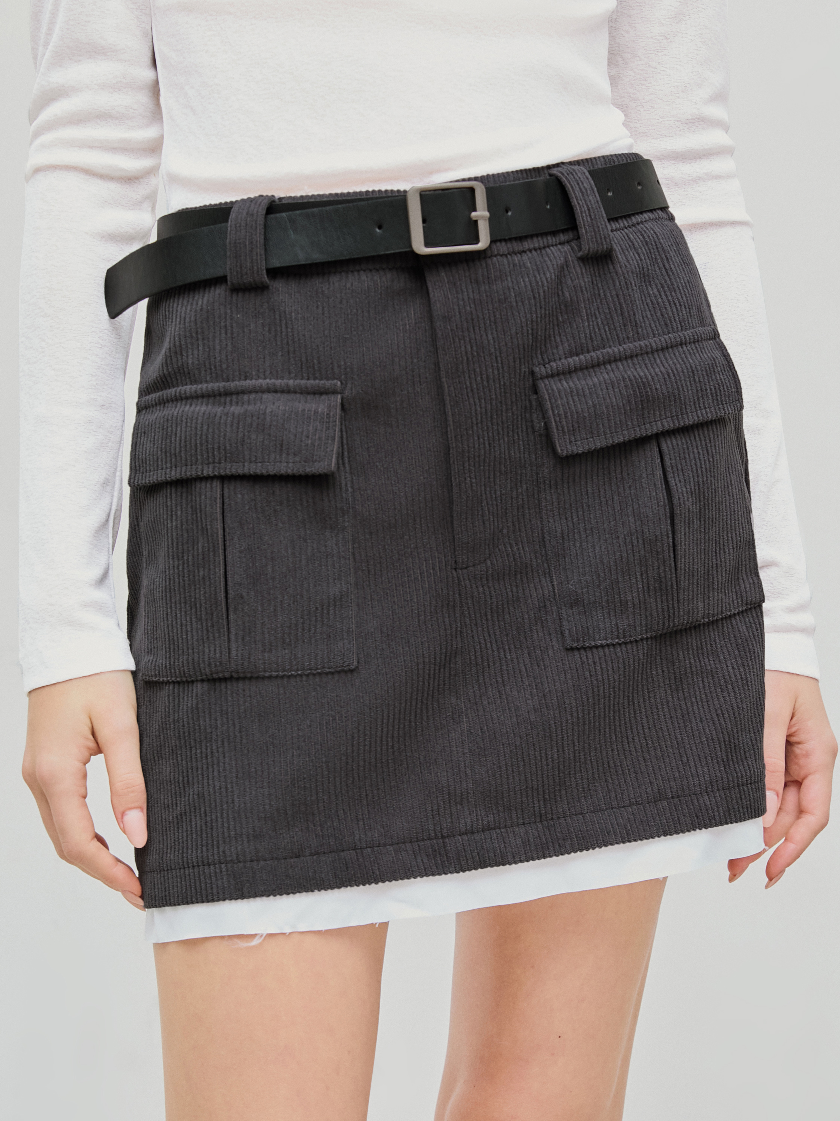 【NONCODE】Raman Corduroy Cargo Skirt (Belt Set) Raman Golden Cargo Skirt (Belt Set) - 논코드