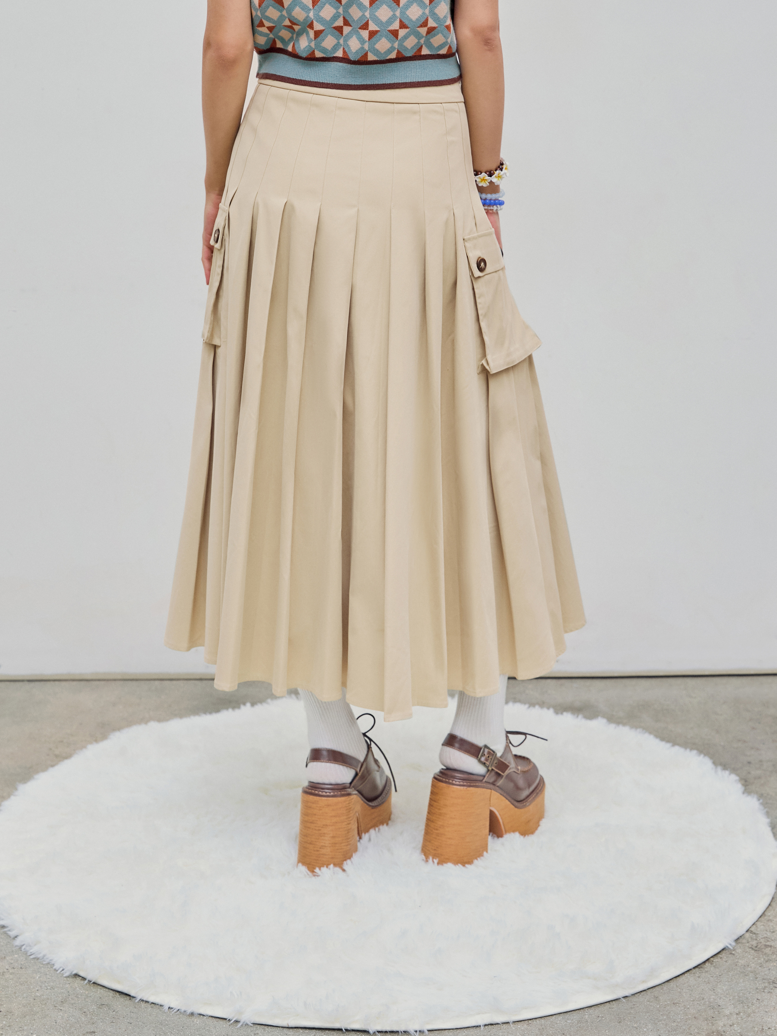 新品タグ付M Coco check pleats skirt andmary ANDMARY】Coco check pleats skirt