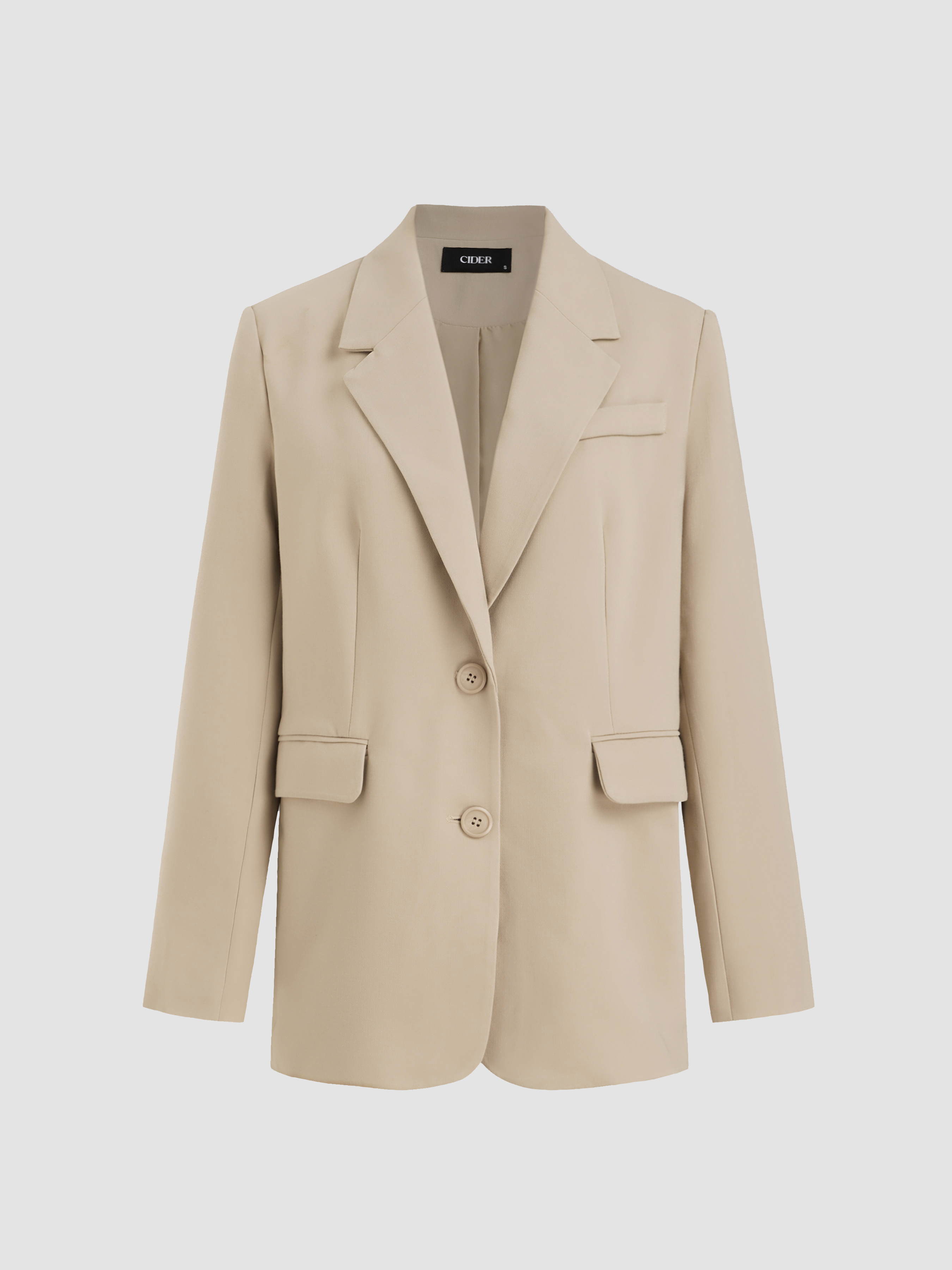 Woven Notched Collar Button Blazer For Daily Casual Work