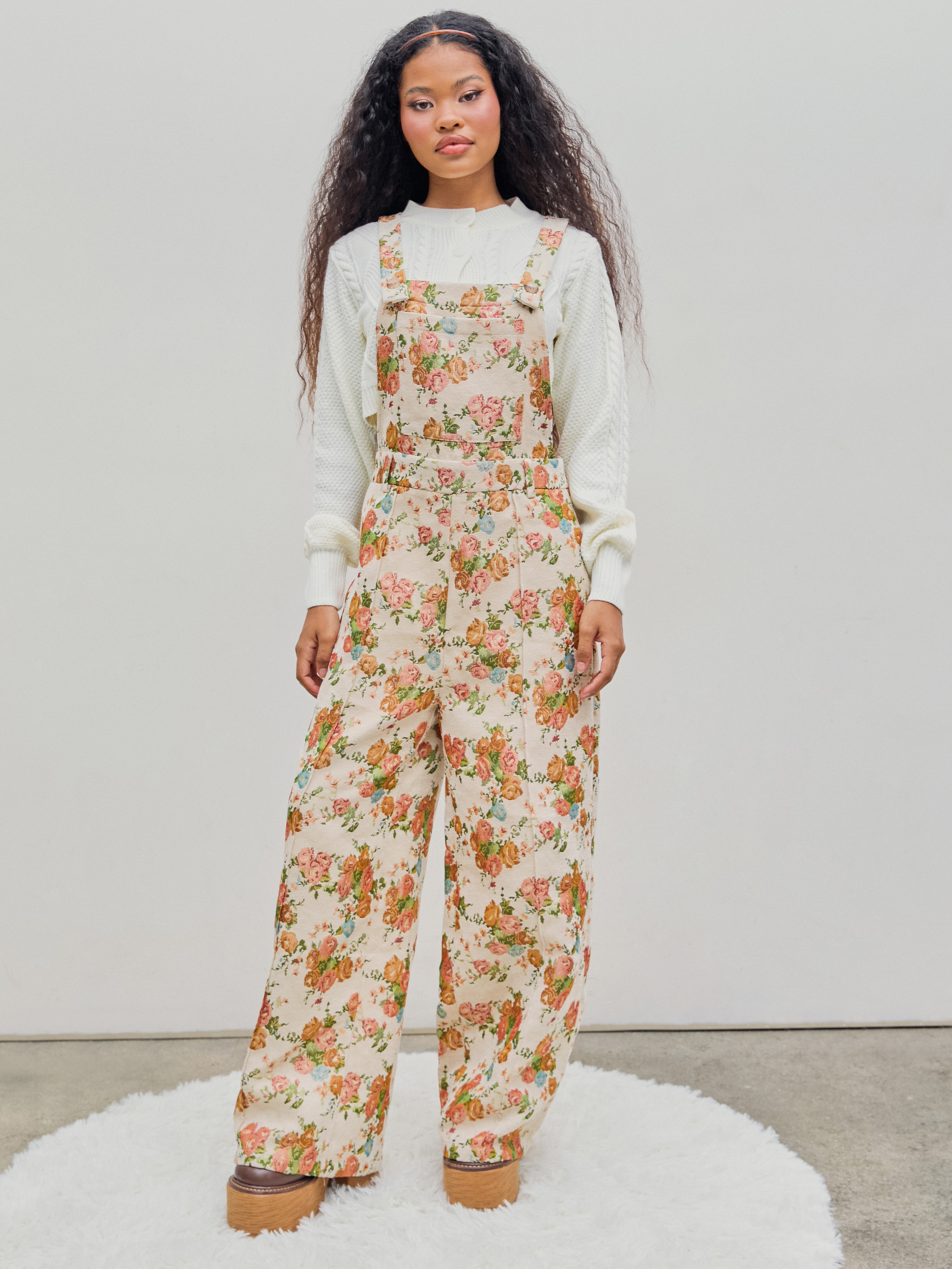 Apricot Sleeveless Buttoned Ribbed Wide Leg Jumpsuit with Pockets