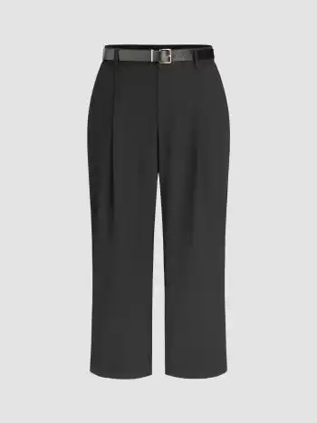 Hochtaillierte einfarbige Karottenhose mit Gürtel Kurve & Plus