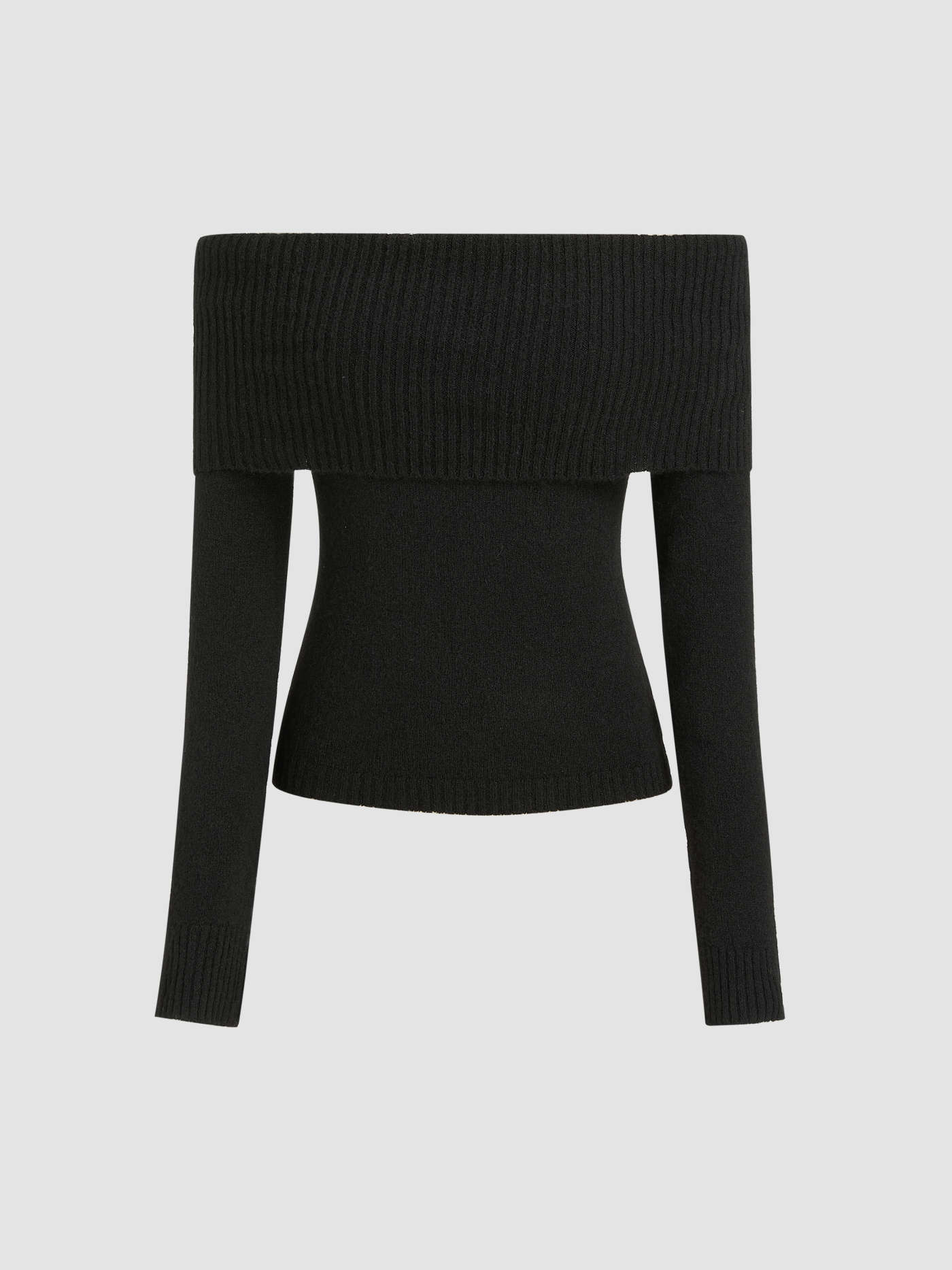 Off-shoulder Knitted Long Sleeve Top