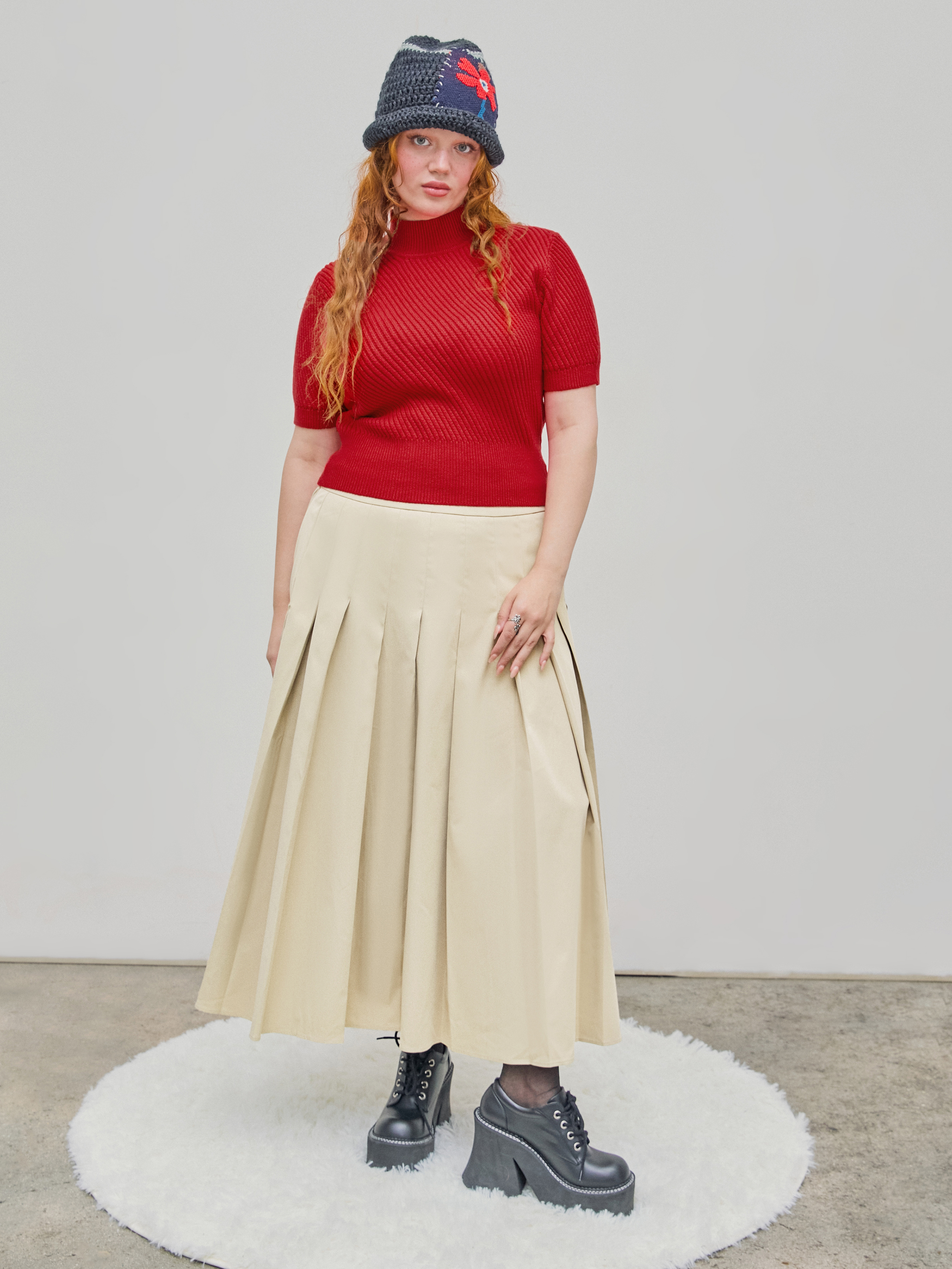 Plus size midi skirt with cheap zipper