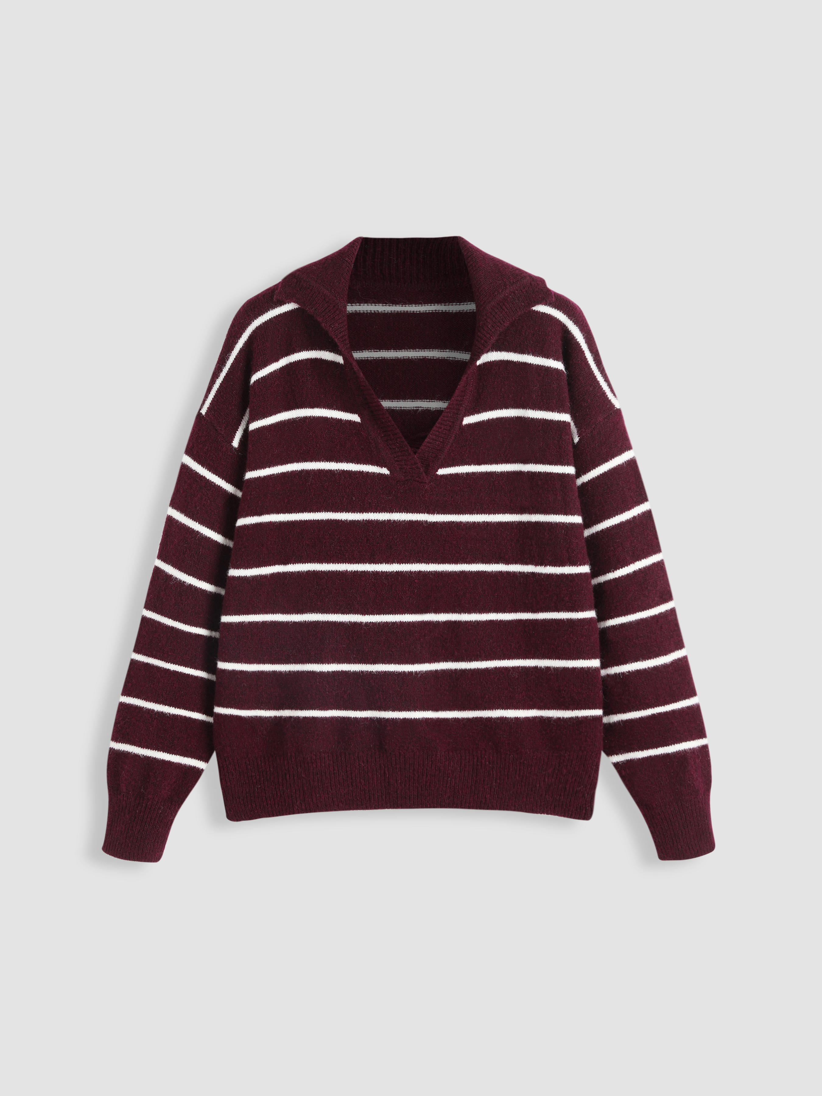 トップス LOW CLASSIC V-NECK LOGO KNIT TOP Fall Sweater Preppy Knit Fabric Wool-blend V-neck Striped