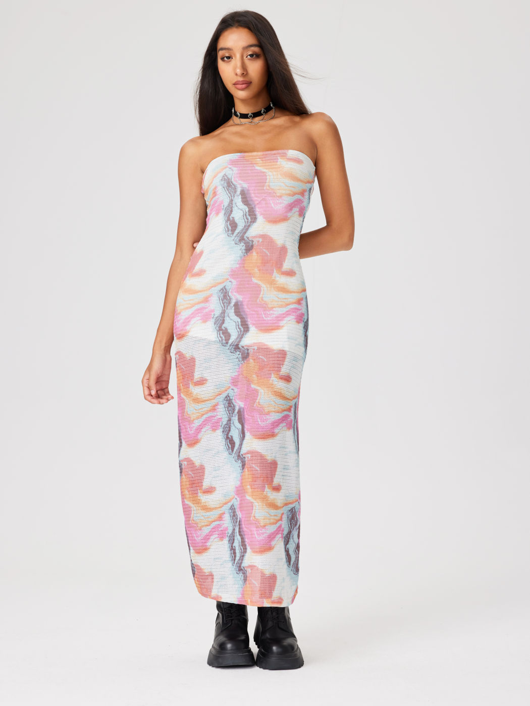 Tube All Over Print Maxi Dress