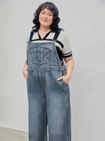 Denim Pocket Wide Leg Jumpsuit Curve & Plus