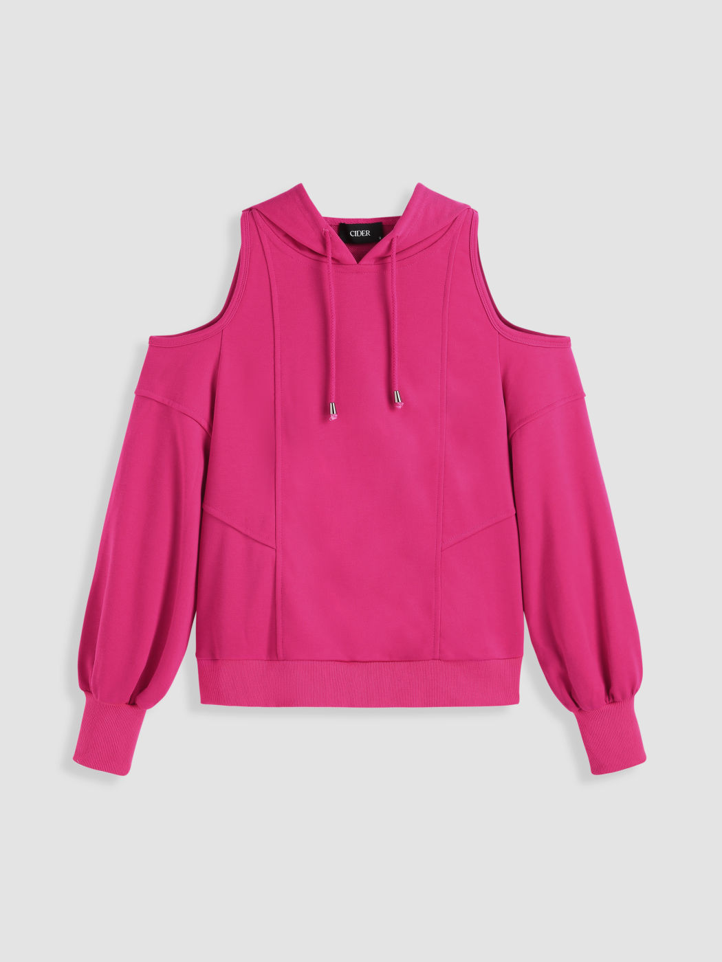  Langärmeliger einfarbiger Hoodie mit Kordelzug