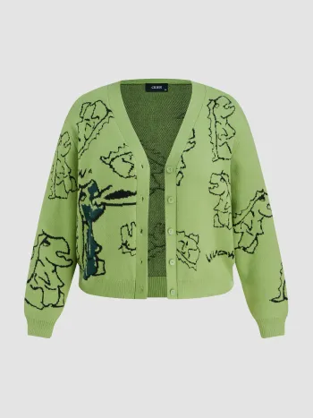 Cardigan con Patrón de Dinosaurio Curvy