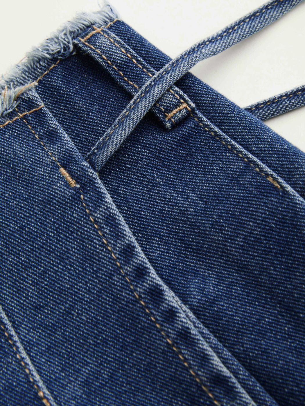Denim Washed Raw Hem Pleated Knotted Mini Skirt Curve & Plus