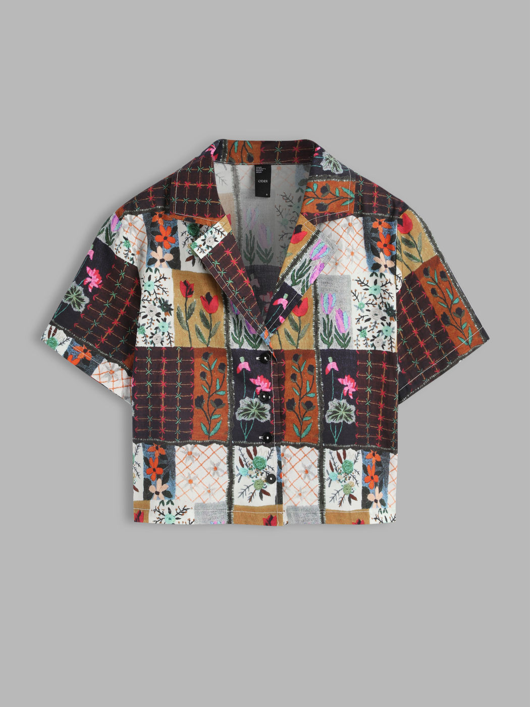  Blumenknopf Kurzarm Bluse