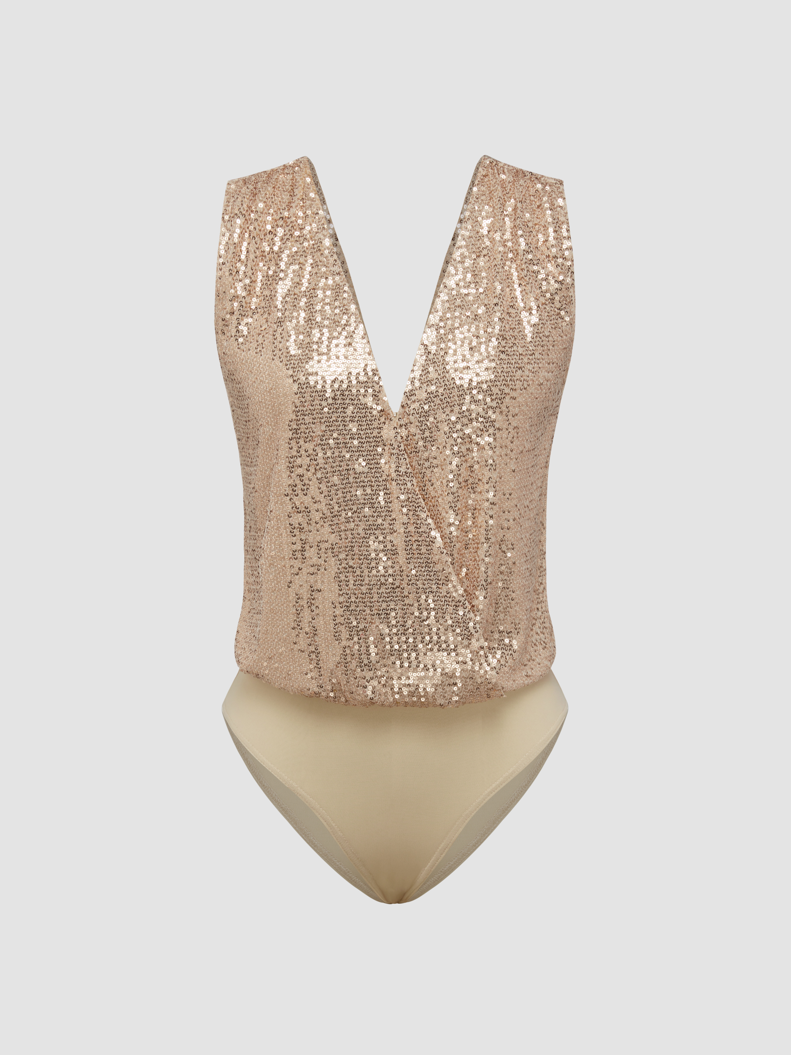 Sequin Cowl Neck Solid Button Bodysuit Cider 3183