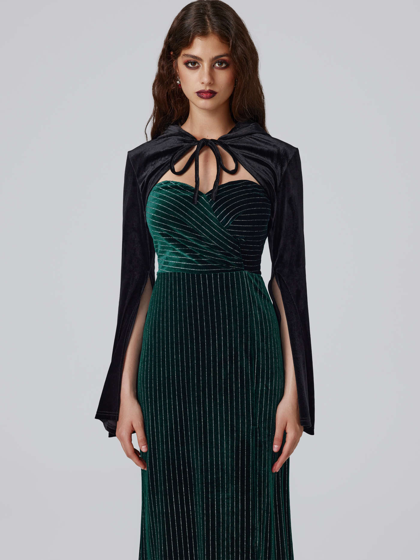 Velvet Hooded Solid Knotted Long Sleeve Crop Top