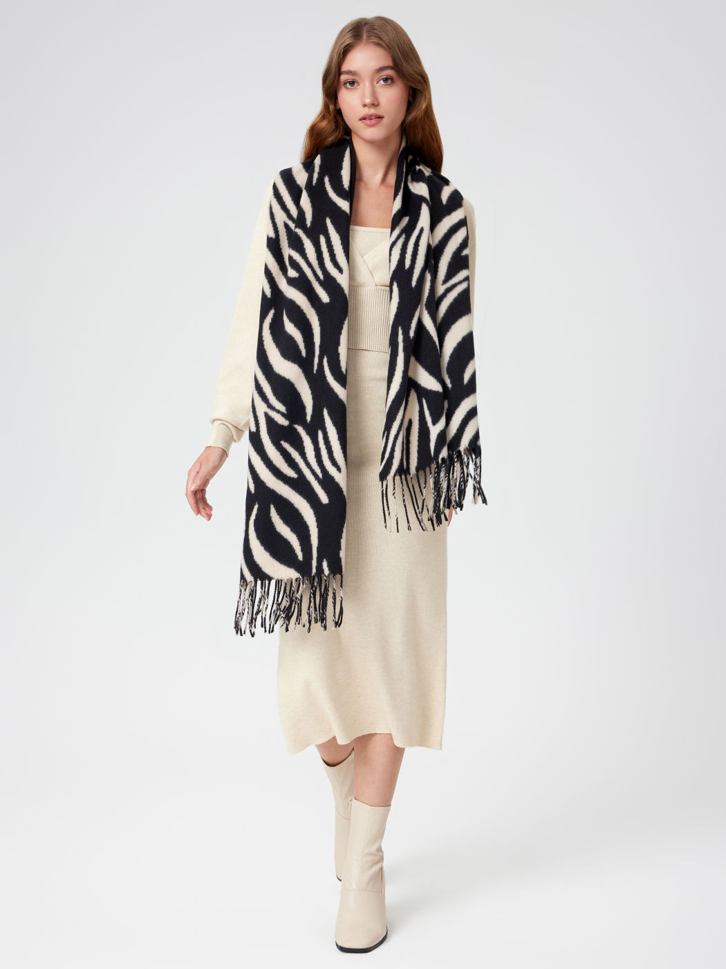  Zebra Muster Quaste Schal