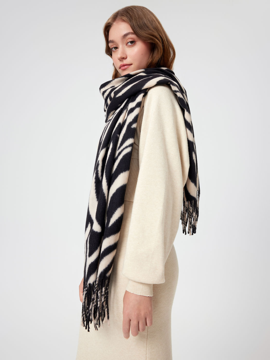  Zebra Muster Quaste Schal