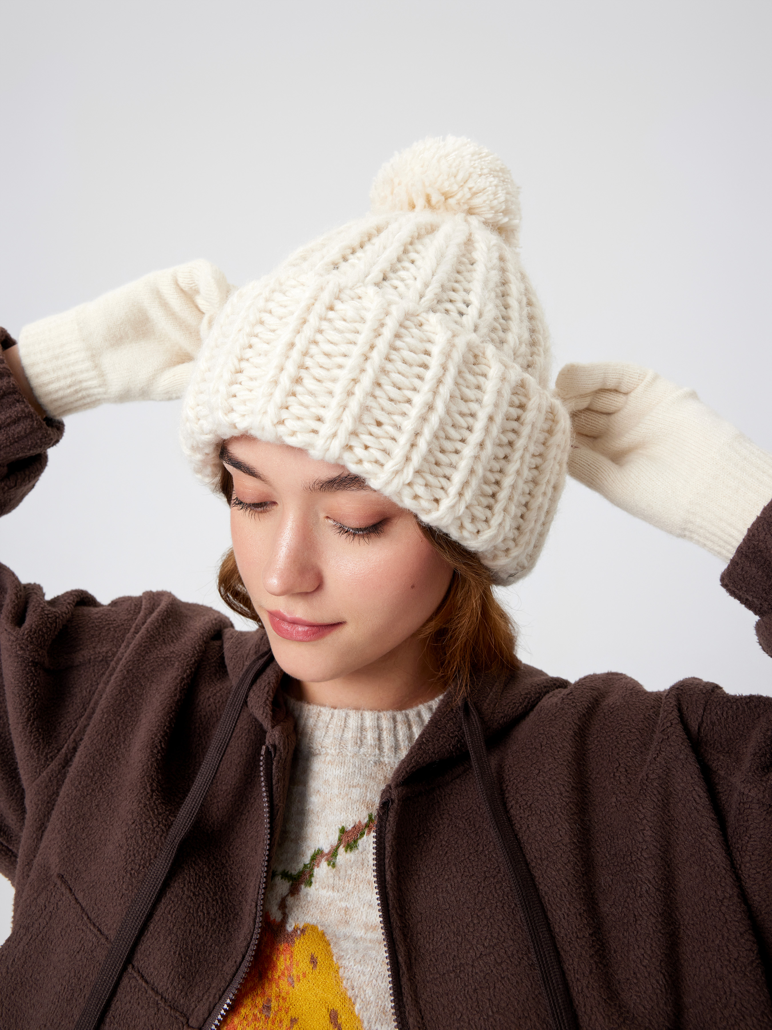 Neverless® Gorro De Punto Para Mujer Con Pompón De Pelo Forrado