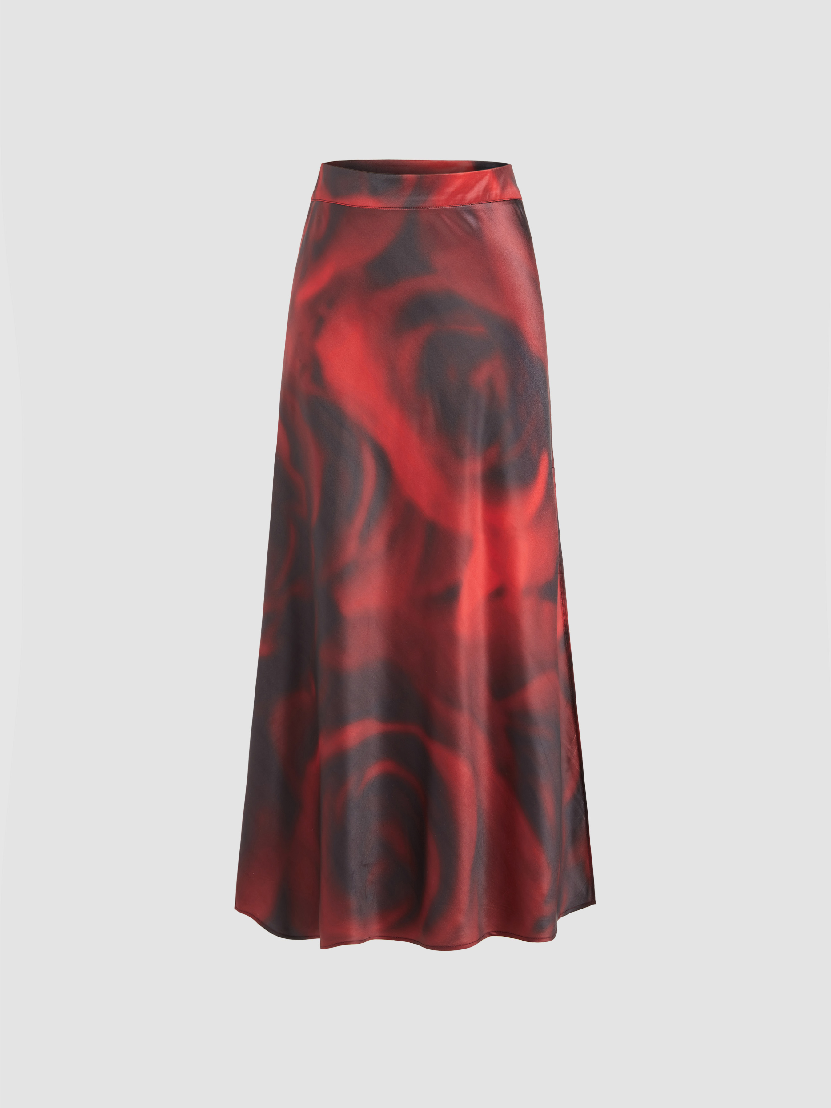 Mid Waist Floral Print Split Maxi Skirt Cider 