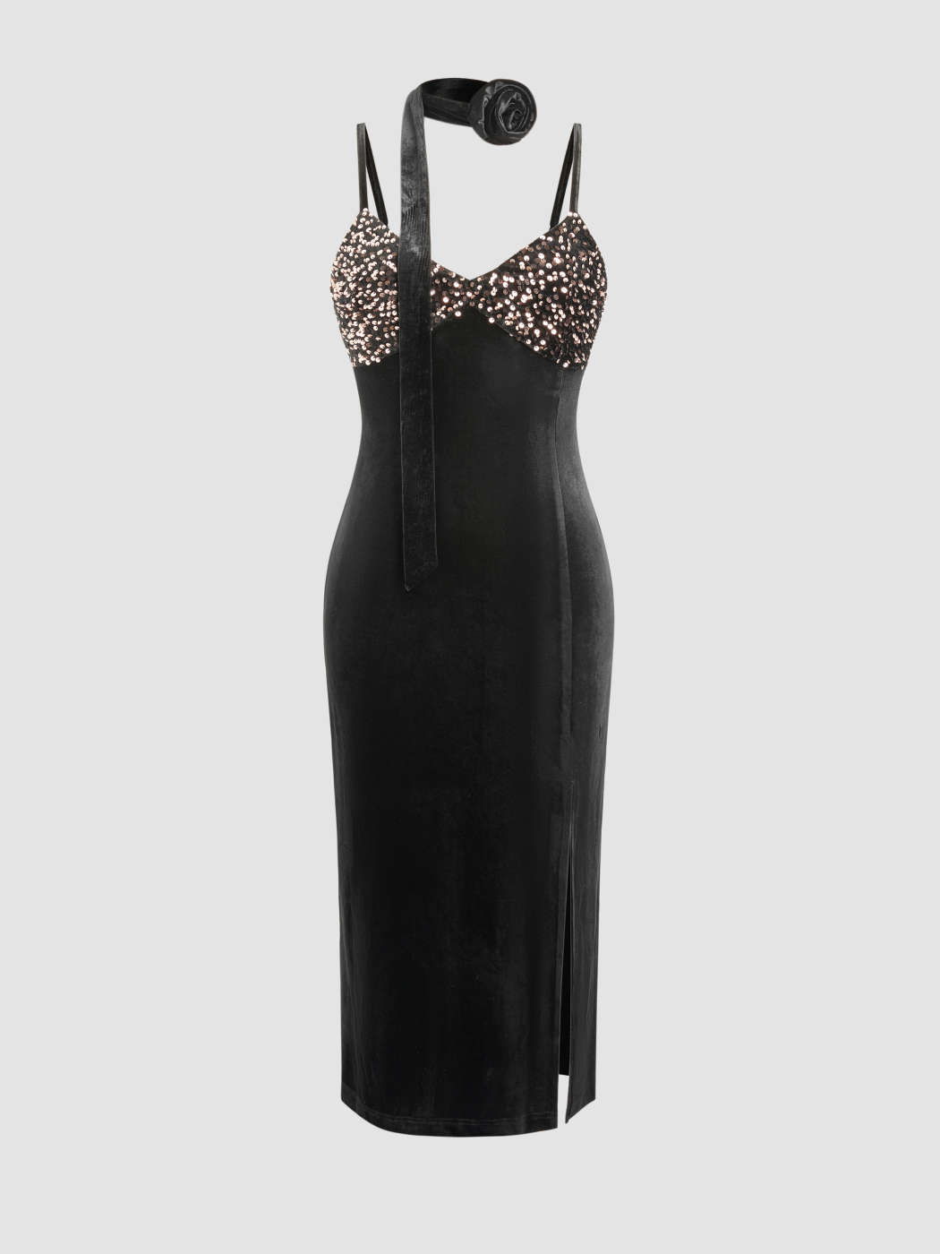 Logo Velvet Midi Dress in Black - Dolce Gabbana