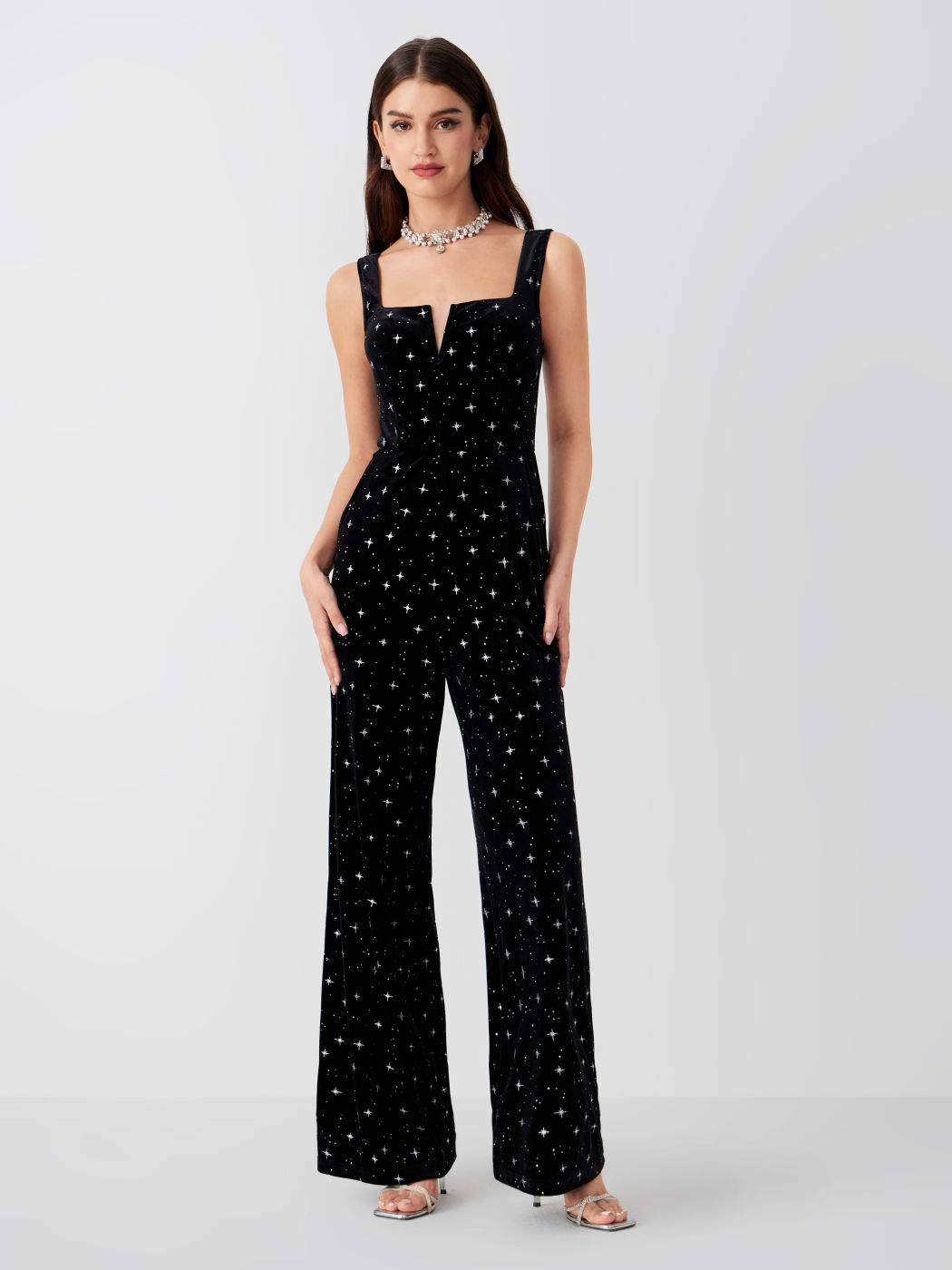 Velvet Square Neck Star Jumpsuit