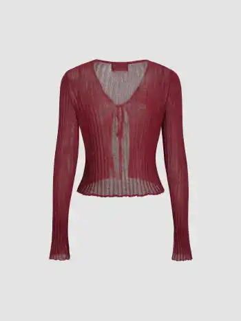 Solid Textured Knotted Cardigan
