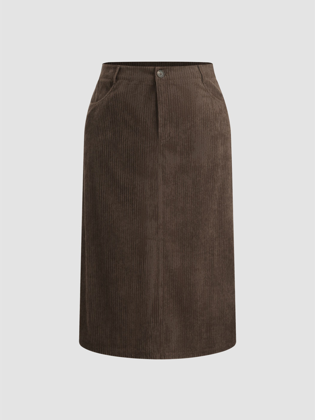 Corduroy High Waist Solid Maxi Skirt Curve & Plus
