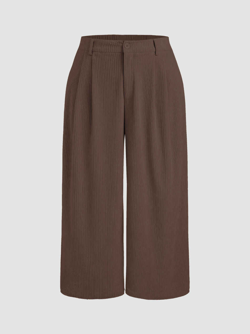 Corduroy High Waist Pleated Zip Wide Leg Trousers Curve & Plus