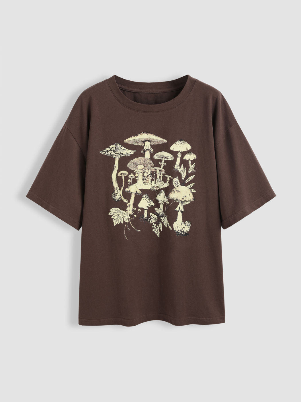 Jersey Round Neckline Mushroom Short Sleeve Top