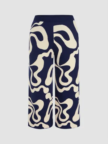 Everyday Illusion Psychedelic Swirl Knit Trousers Curve & Plus