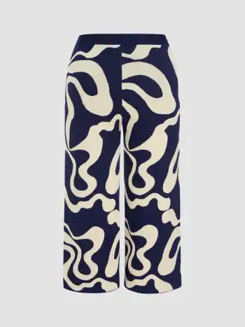 Everyday Illusion Psychedelic Swirl Knit Trousers Curve & Plus