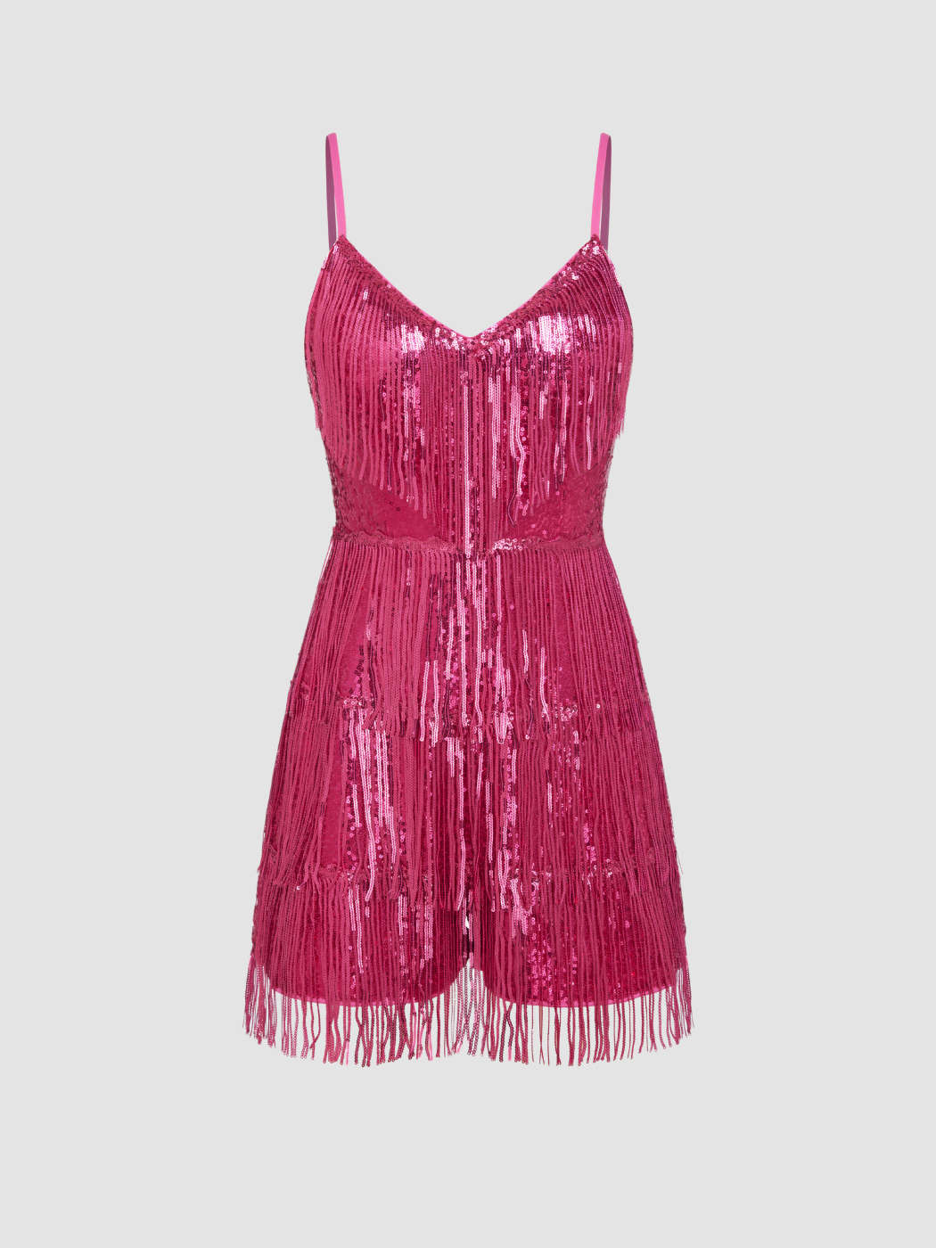 Sequin V-neck Tassel Zipper Romper For Party/Clubbing