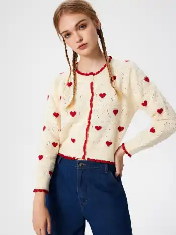 Herz Kontrast Strickjacke