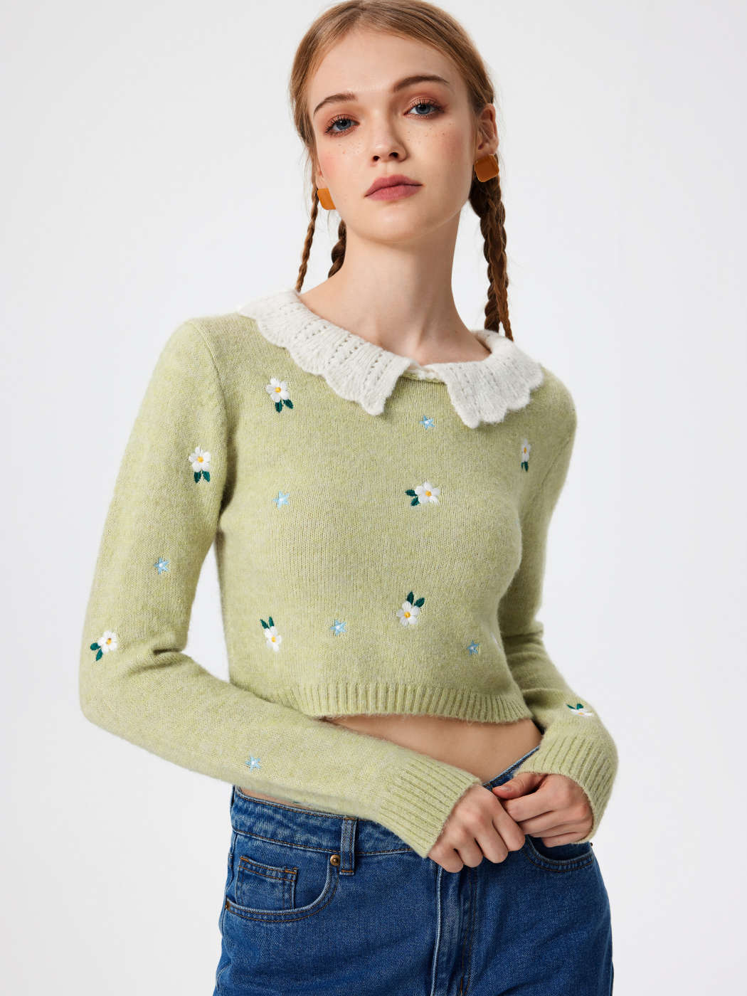 Long Sleeve Floral Knit Sweater