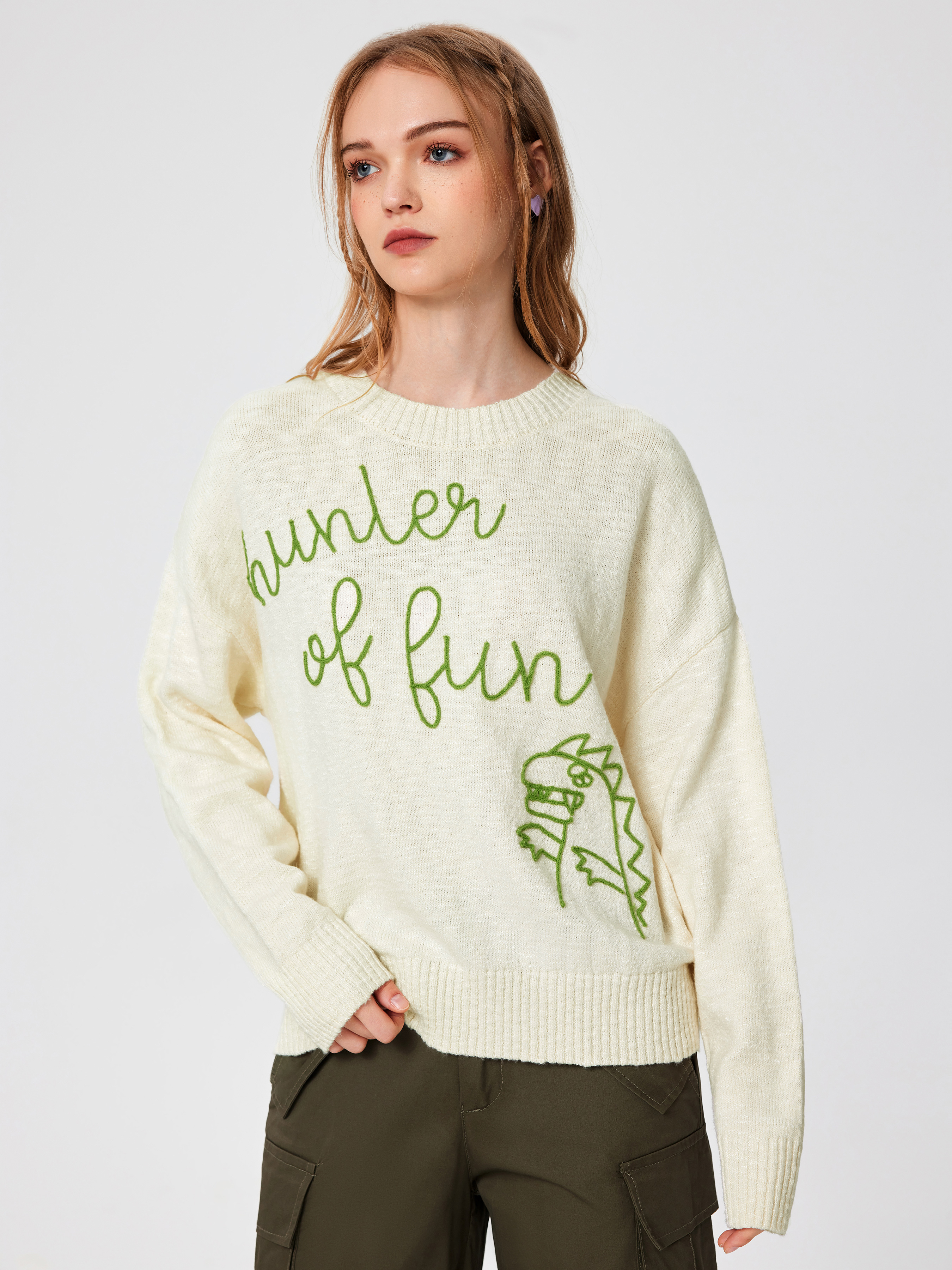 Collar Letter Patched Sweatshirt - Cider