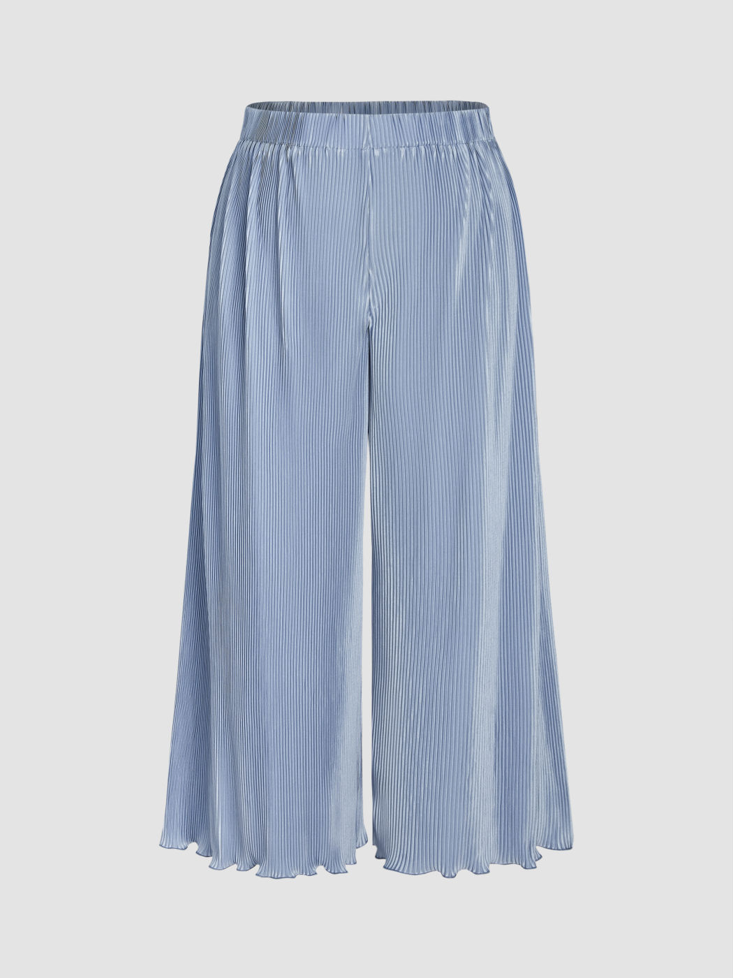  Satin Hohe Taille Weite Bein Hosen Kurve & Plus