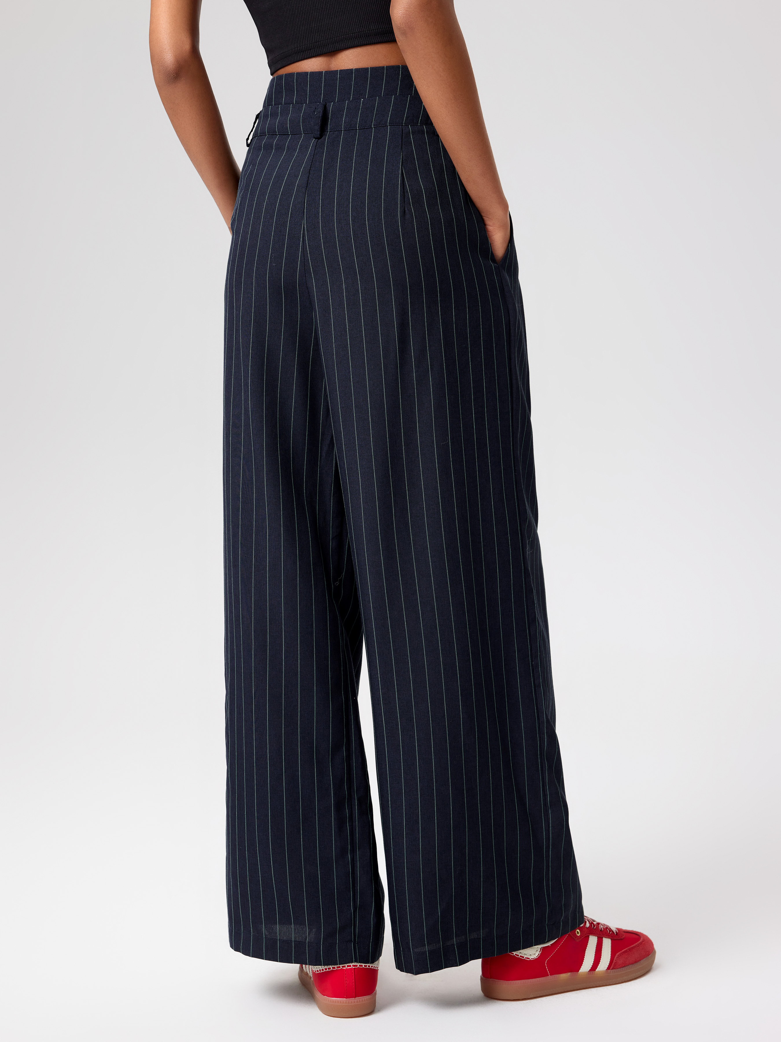 Woven Double Waistband Pinstripe Trouser For Daily Casual Work